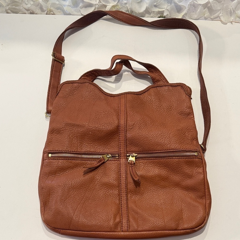 Fossil Tan Leather Shoulder Bag